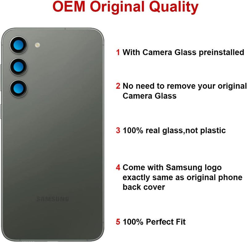 Perzework استبدال زجاج الخلفي لجهاز سامسونج جالاكسي S23 بلس مع مجموعة أدوات الإصلاح ودليل (أخضر) - Image 3